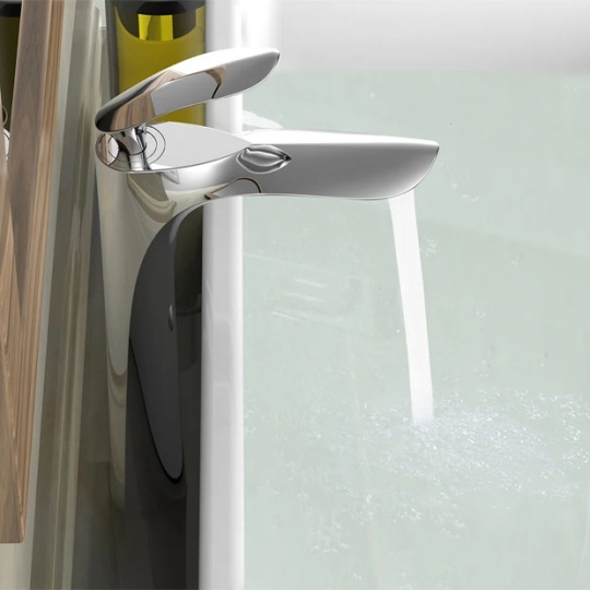 Vòi lavabo nóng lạnh đồng thau mạ crome tay chiếc lá 30cm mã số 768T3