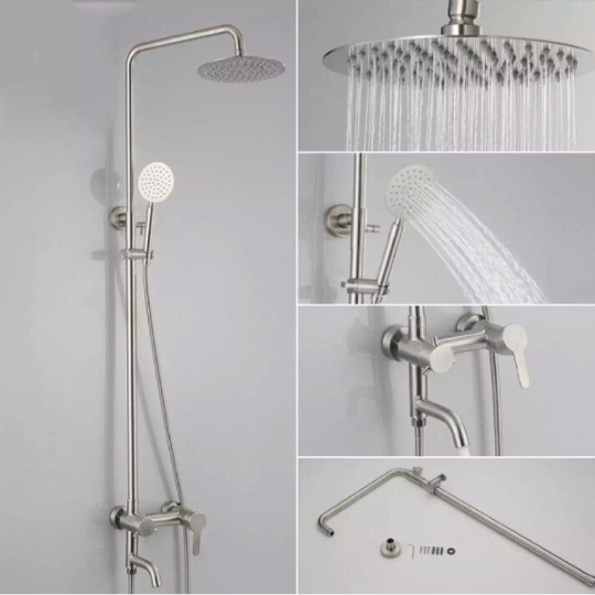 Sen cây tắm đứng tròn lệch inox 304 mã 917