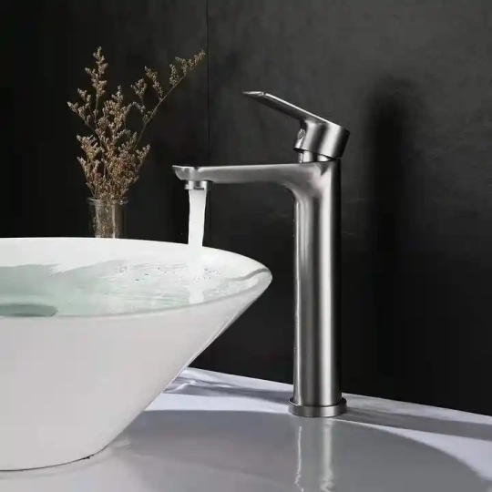 Vòi lavabo nóng lạnh inox sus 304 sơn tĩnh điện xám 30cm S725T3