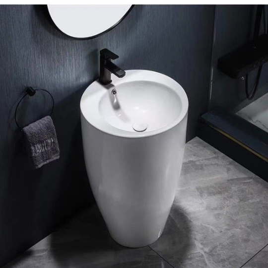 Lavabo trụ đứng tròn màu trắng 5129