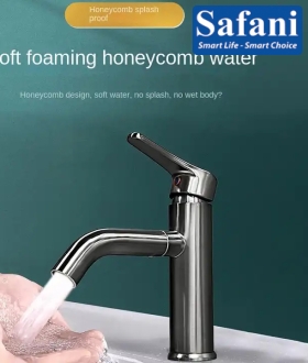Vòi lavabo nóng lạnh inox sus 304 sơn tĩnh điện xám xoay 360 độ 2013
