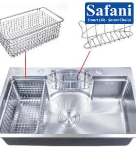 Chậu rửa chén 1 hộc khuyết giữa INOX SUS 304 mã 7546K