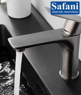 Vòi lavabo nóng lạnh inox sus 304 sơn tĩnh điện xám 20cm S725