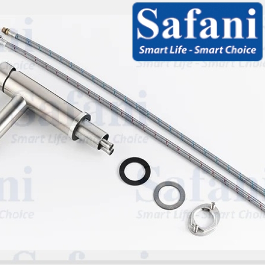 Vòi lavabo nóng lạnh inox sus 304 thân tròn 20cm mã 717
