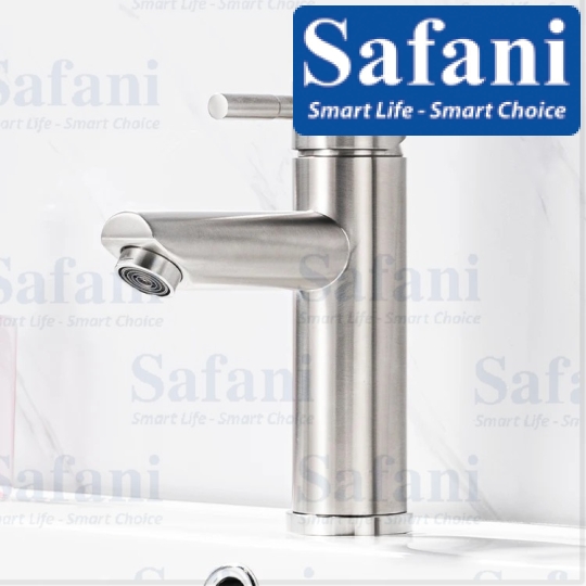 Vòi lavabo nóng lạnh inox sus 304 thân tròn 20cm mã 717