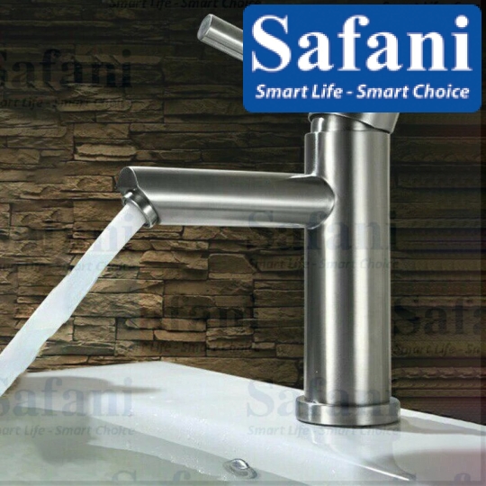 Vòi lavabo nóng lạnh inox sus 304 thân tròn 20cm mã 717
