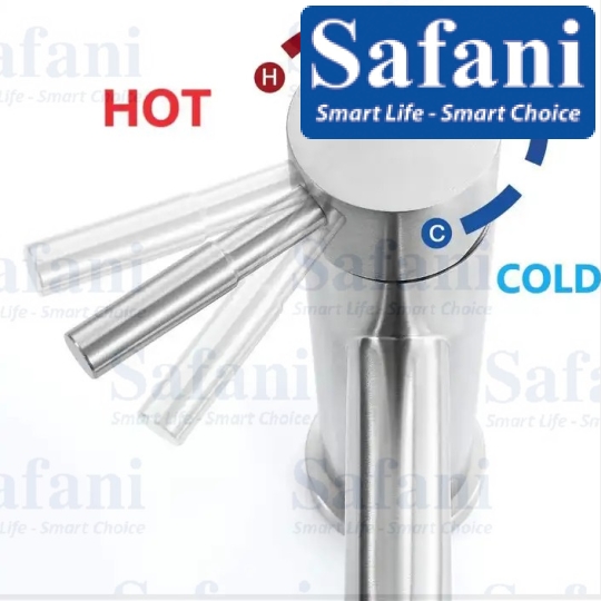 Vòi lavabo nóng lạnh inox sus 304 thân tròn 20cm mã 717