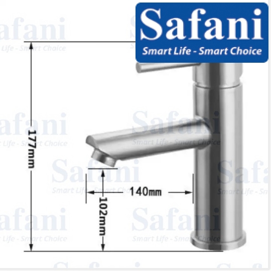 Vòi lavabo nóng lạnh inox sus 304 thân tròn 20cm mã 717
