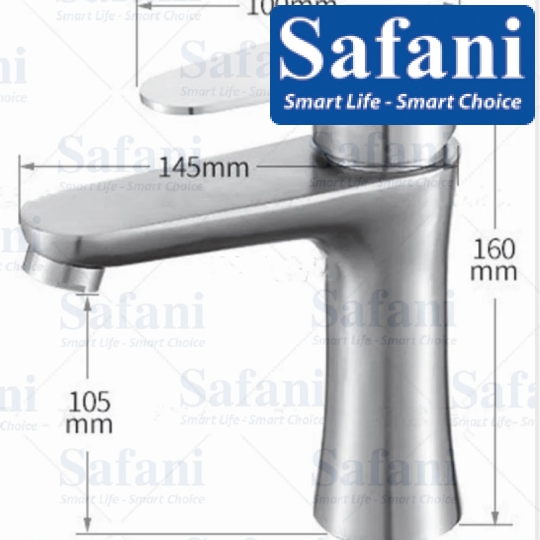Vòi lavabo nóng lạnh inox 304 20cm mã 718