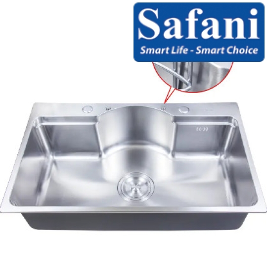 Chậu rửa chén 1 hộc khuyết giữa INOX SUS 304 mã 7546K