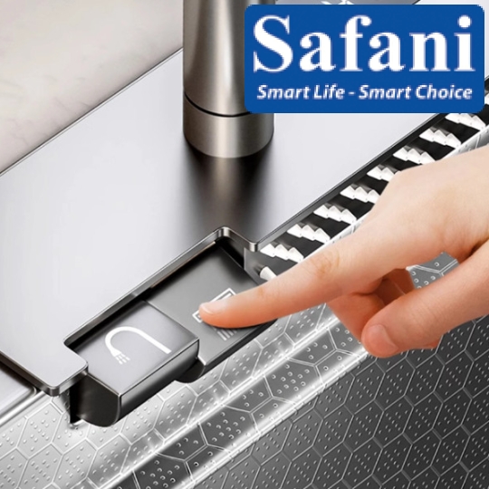 Chậu rửa chén 1 hộc vòi thác nước, hiển thị nhiệt độ INOX SUS 304 mã 9046INOX TN